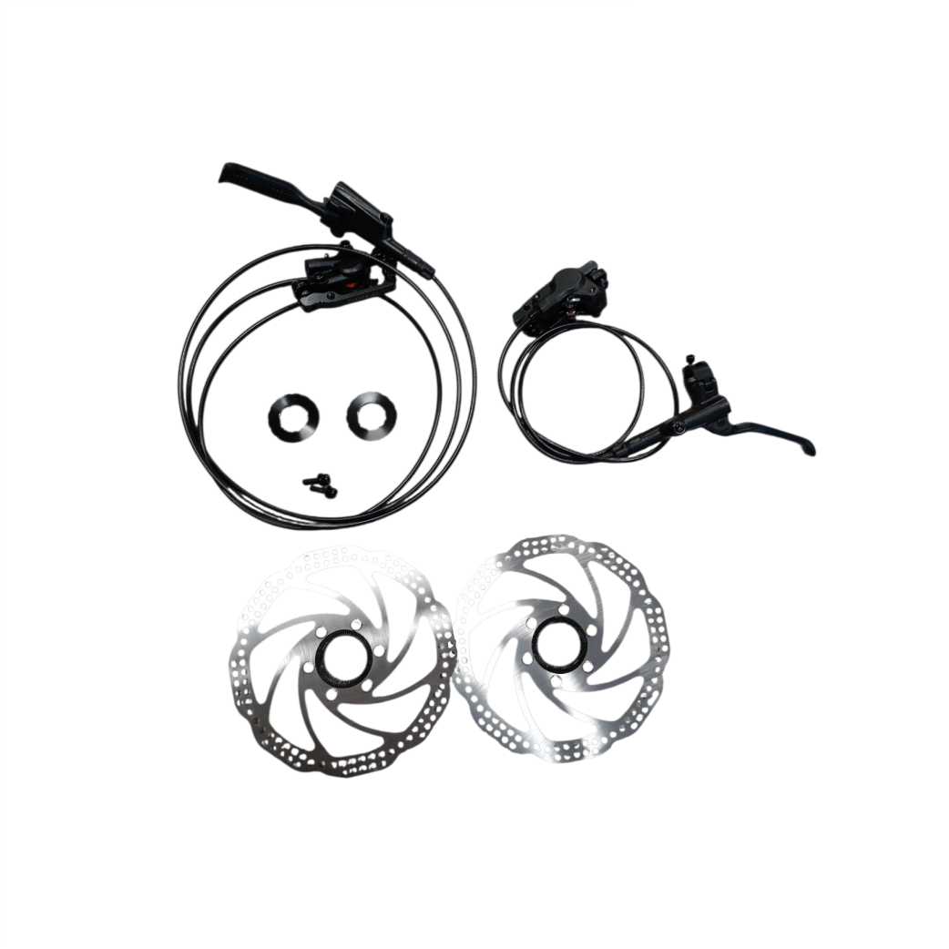 schijfrem set, rechts 2000mm en links 1000mm  kabellengte.180mm Centerlock schijf montage.