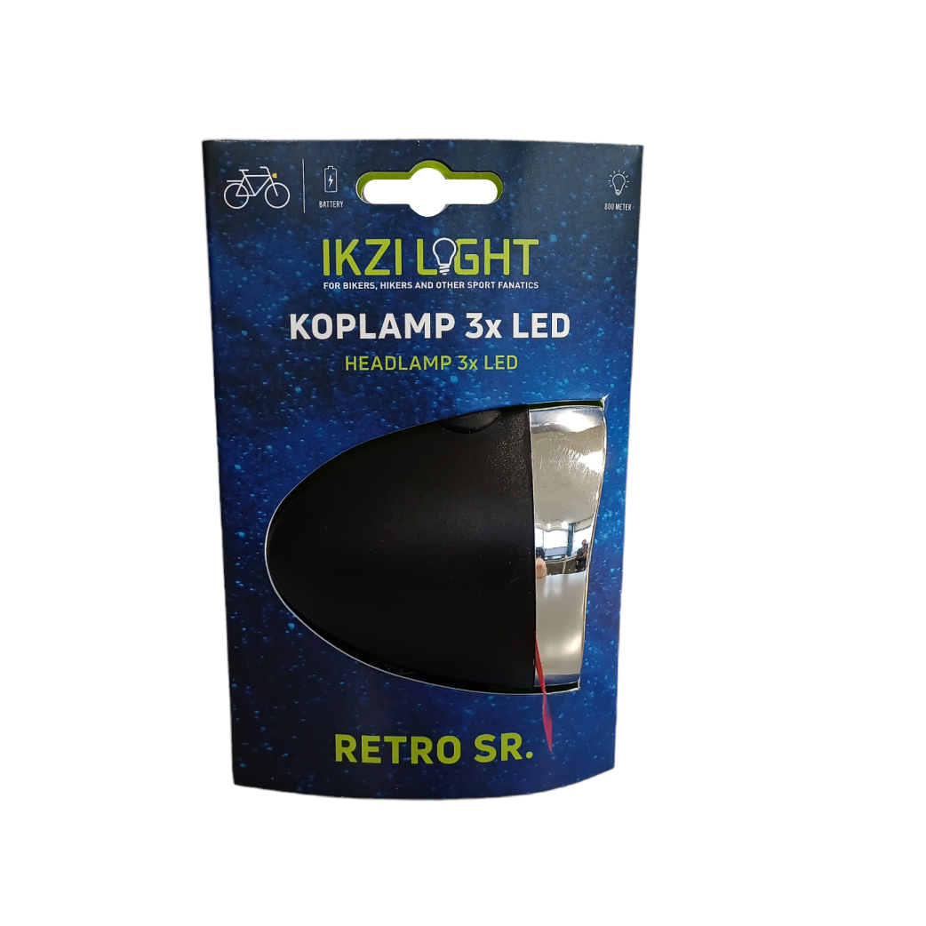 kziLight koplamp Retro 3xled, zwart Batterij