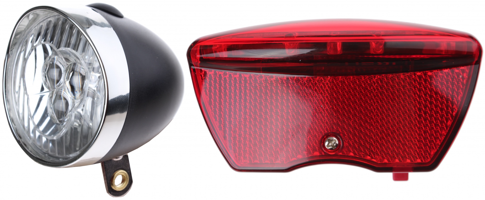 IkziLight koplamp Retro 3xLED, zwart en reflector 5xLED Batterij