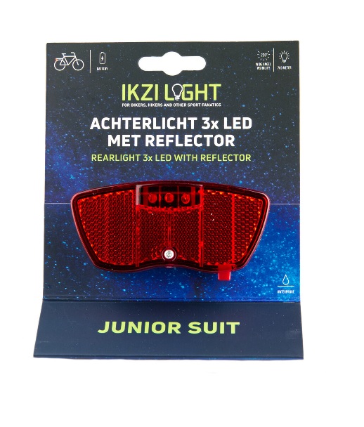 IkziLight achterlicht drager Junior 3xLED inclusief reflector