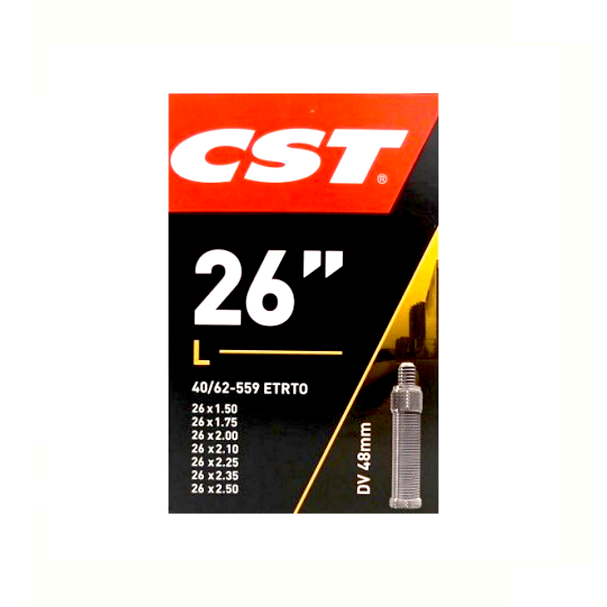 CST BInnenband 26x1.75-1.90-2.50  ETRTO 40/62-559, Ventiel: Dunlop Blitz/Holland 48mm
