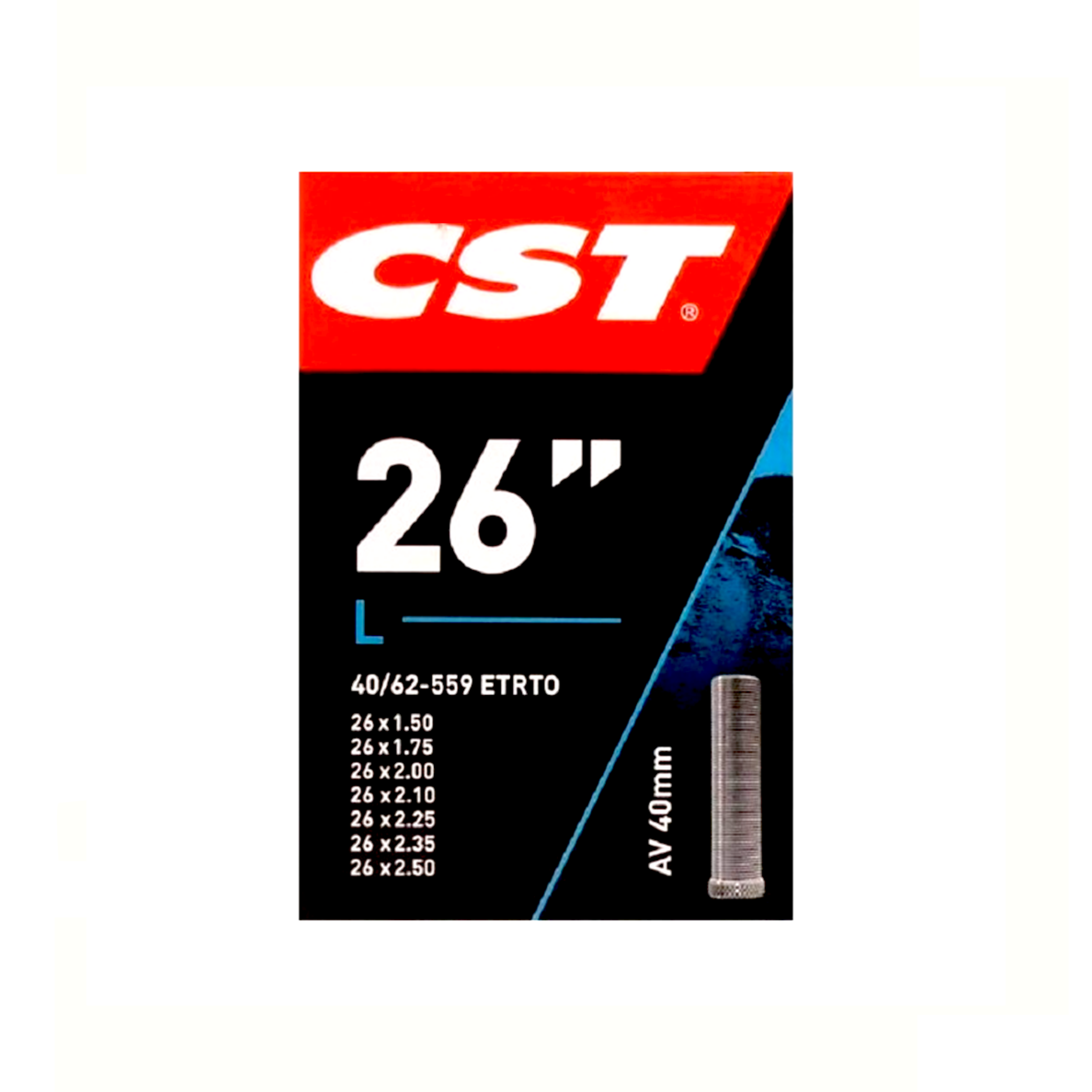CST Binnenband 26x1,75-1.90-2.30 ETRTO 40/62-559, Ventiel: Schräder/autoventiel 40 mm