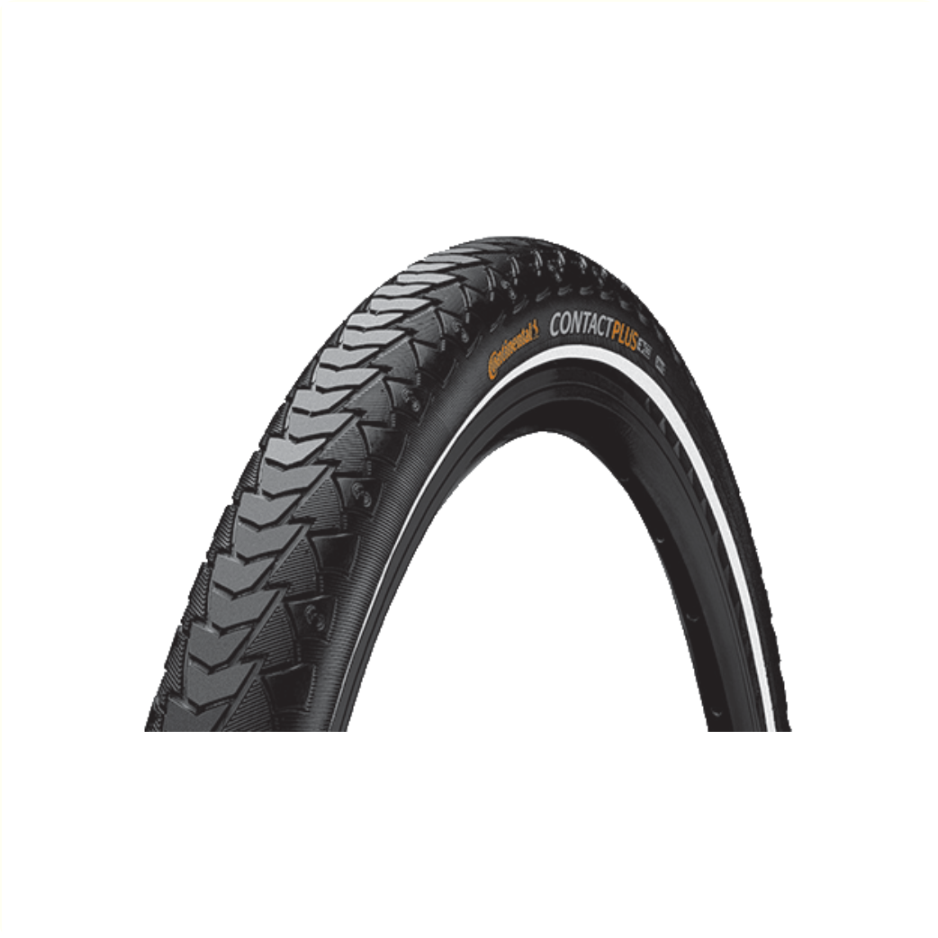 Continental Contact Plus buitenband, Zwart met reflectie,  28x1 5/8x1 3/8, ETRTO 37-622 (50km/h E-Bike approved)
