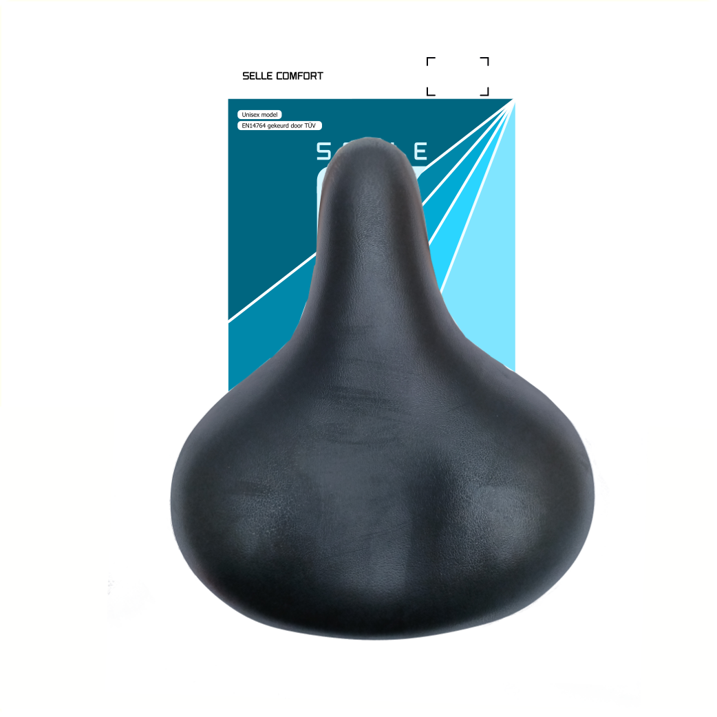 Selle Comfort zadel Retro medium zwart. Vacuum gesealed met hangveren, zonder strop