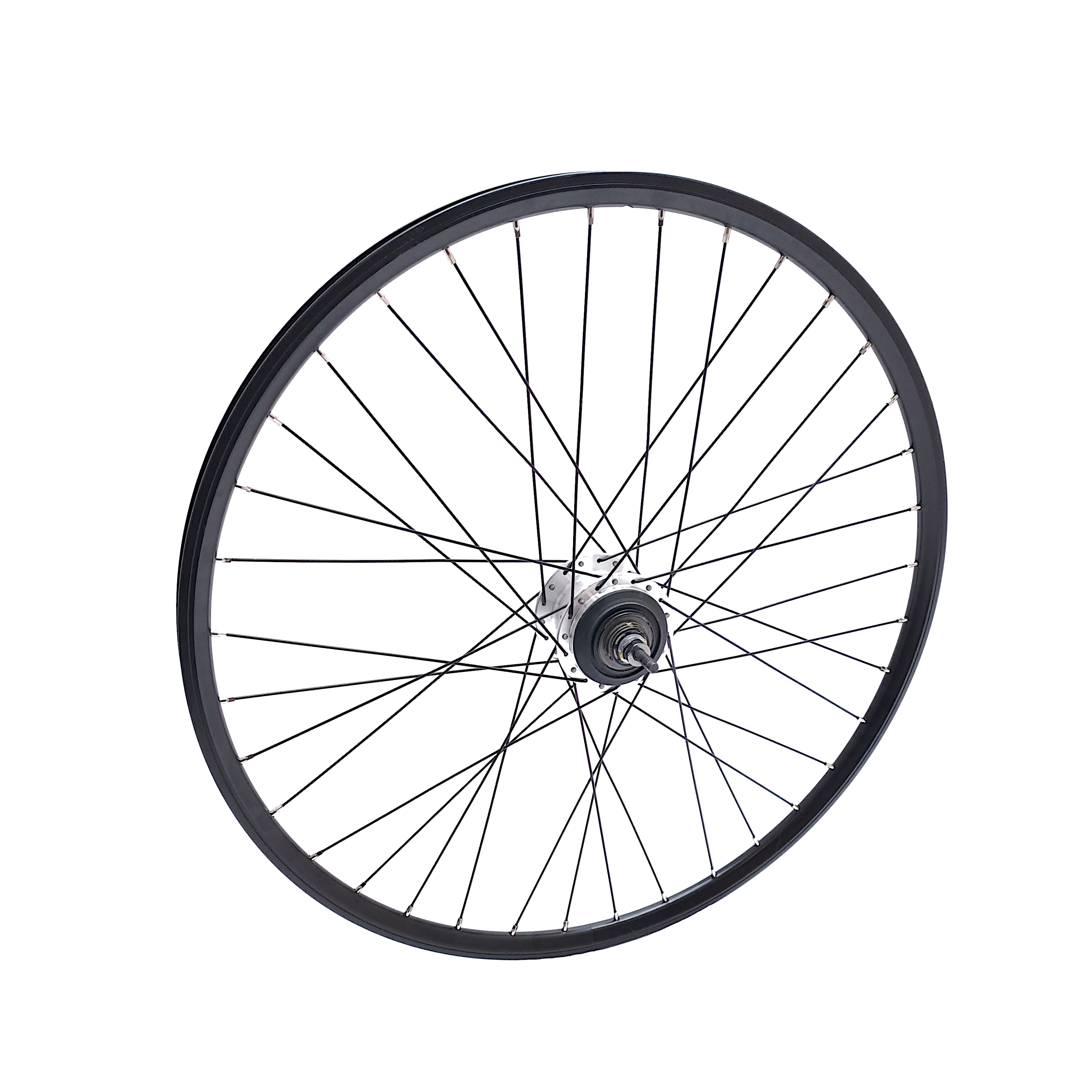 Achterwiel 28 x 1 3/8 Nexus 8 (voor Rollerbrakes) - zwarte alu Rodi Freeway velg, RVS spaken. Zonder toebehoren.[BR]voor toebehoren zie art. 3061 vv