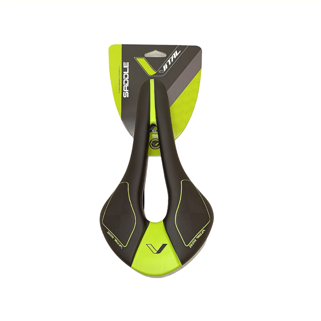Zadel Race/MTB. Cr-Mo brug zwart/groen