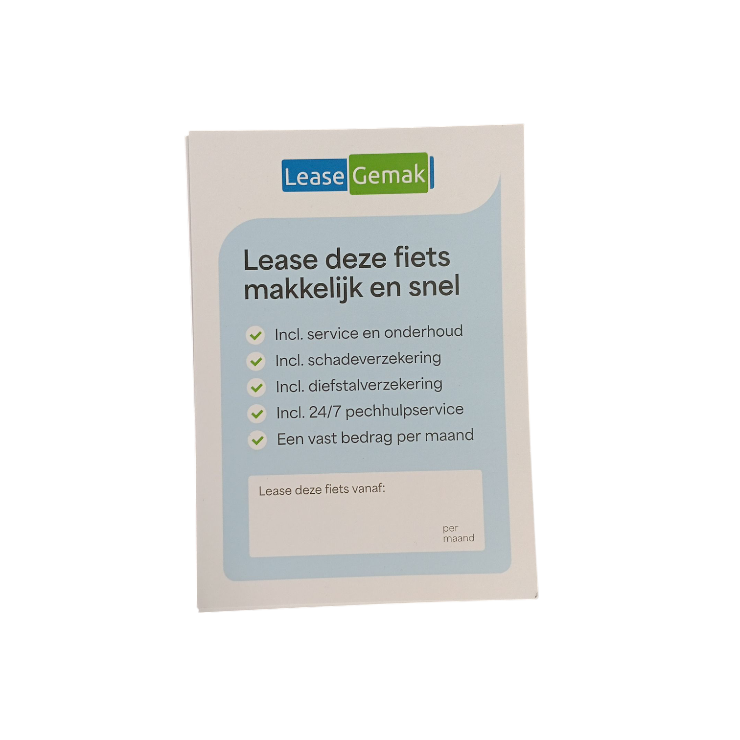 Prijskaart leaseGemak per 10