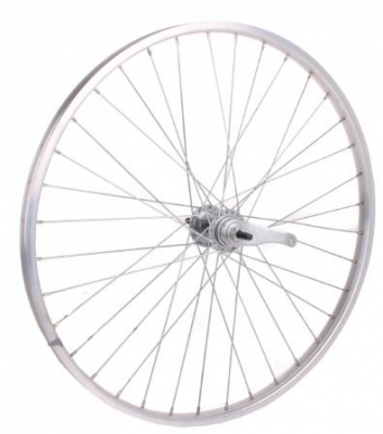 Achterwiel 26"x1 3/8. Aluminium velg,  KT remnaaf zilver