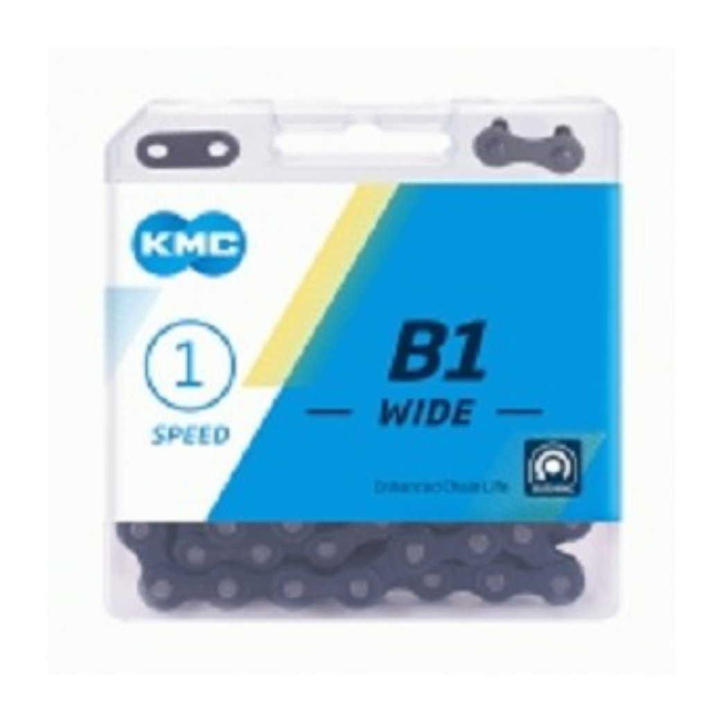 KMC B1 ketting wide, 1/2 x 1/8  zwart, single speed.