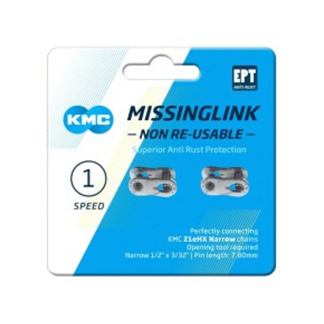 KMC verbindingsschakel  Z1eHX Narrow zilver 1/2"x3/32" EPT. Per 2 op kaart.