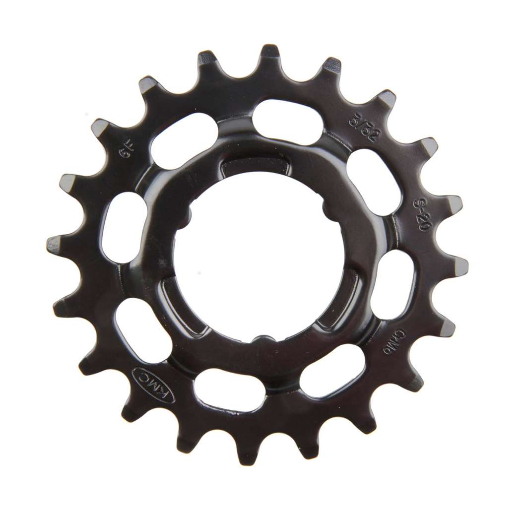 KMC tandwiel 20T Shimano, voor shimano versnellingsnaven. 1/2x3/32. gehard chromly staal, zwart