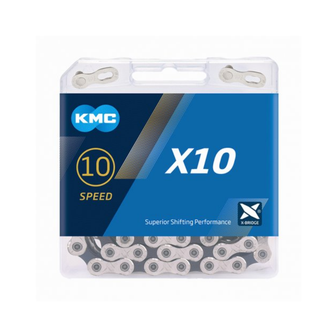 KMC X10 ketting silver/black 1/2x1128,  10-speed.