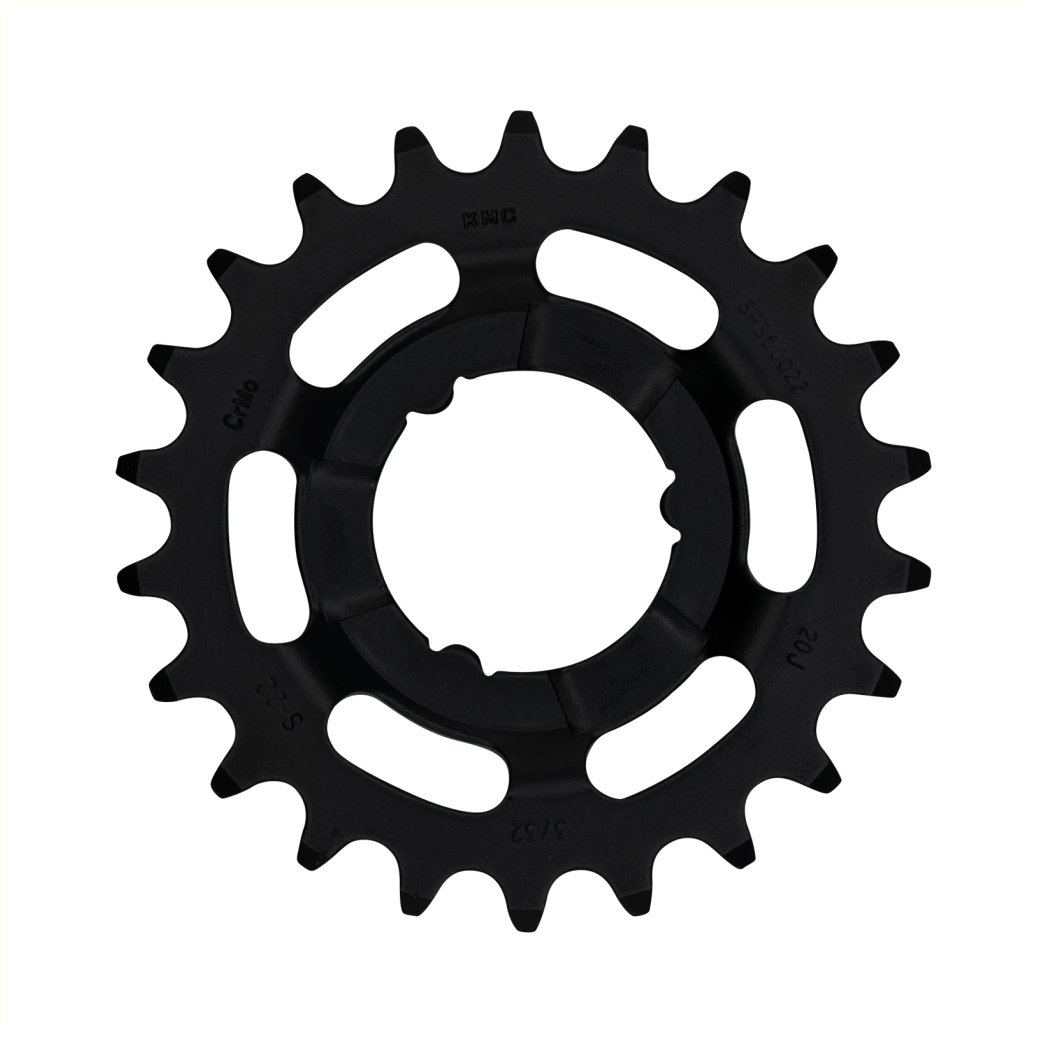 KMC tandwiel 22T Shimano, voor shimano versnellingsnaven. 1/2x3/32. gehard chromly staal, zwart