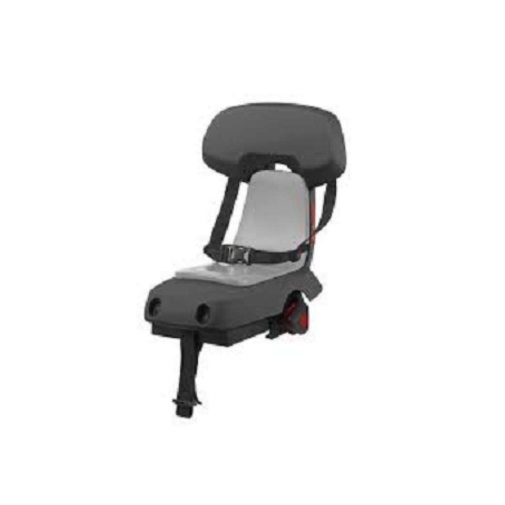 Polisport Guppy junior light achterzitje. Kleur: grijs. Uitgeklede versie. Geleverd zonder transparante beschermplaten en kabelbinders.