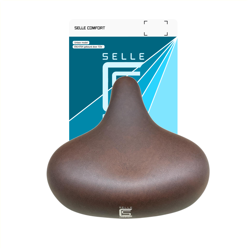 Selle Comfort zadel Classic Retro basic, bruin met elastomeer vering. Zonder strop
