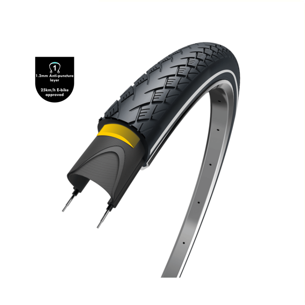 WOLFF Metro Elite (1.2mm anti-leklaag), zwart met reflectie,  28x1 5/8x1 3/8, ETRTO 37-622