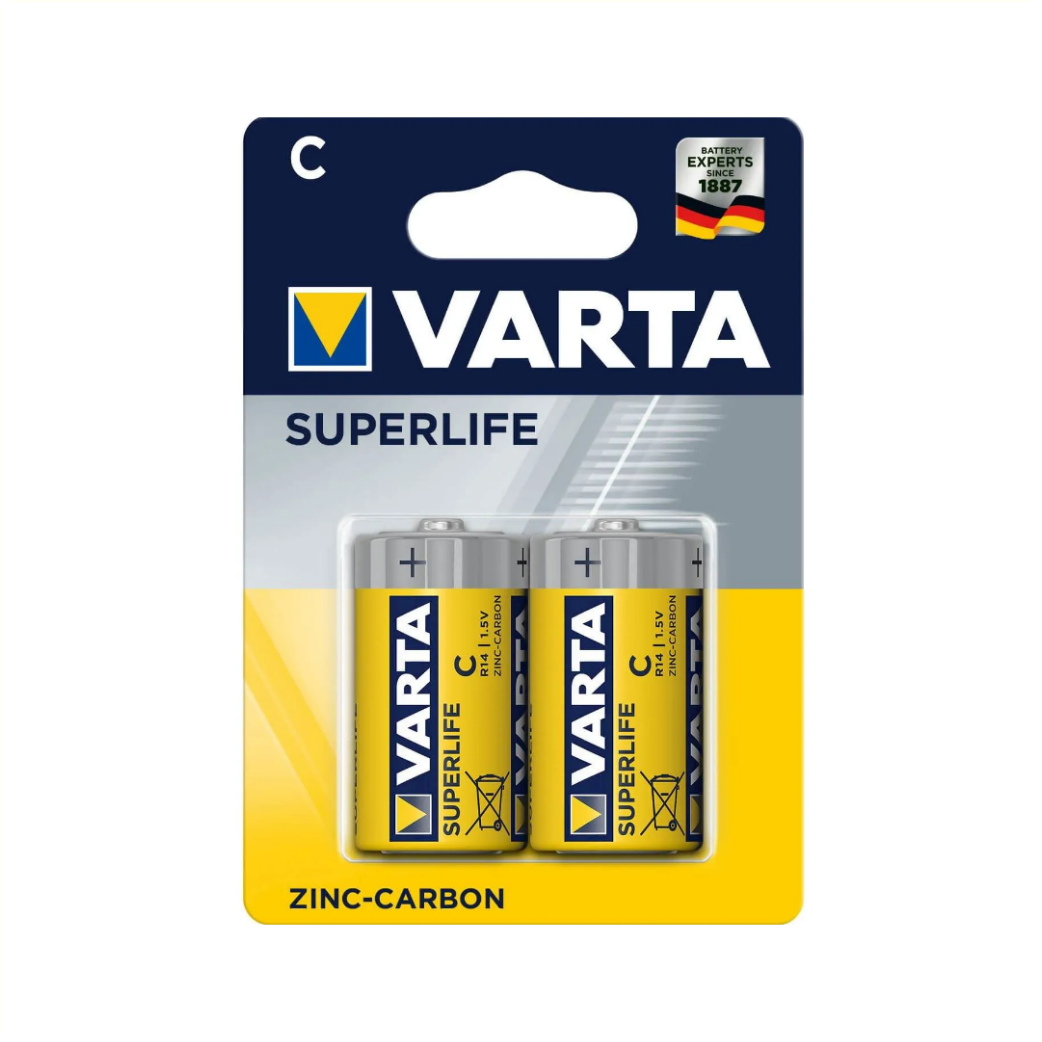 Varta C R14 Superlife Zink- Carbon batterijen  per 2