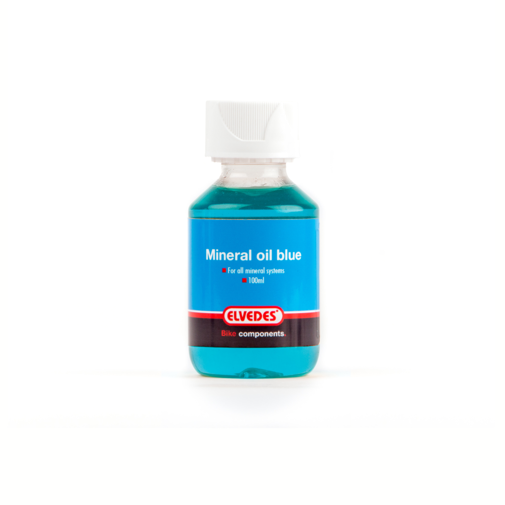 Elvedes minerale olie voor alle minerale remsystemen. Flacon 100ml. kleur blauw