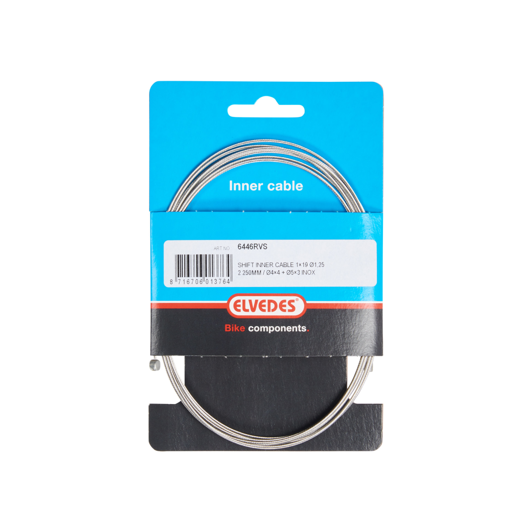 Elvedes Versnellingsbinnenkabel 2.25m 1×19 draads RVS
