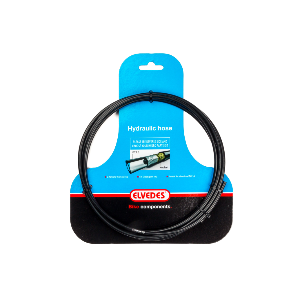 Elvedes hydraulische remslang 3 meter zwart. Voor DOT en minerale olie.