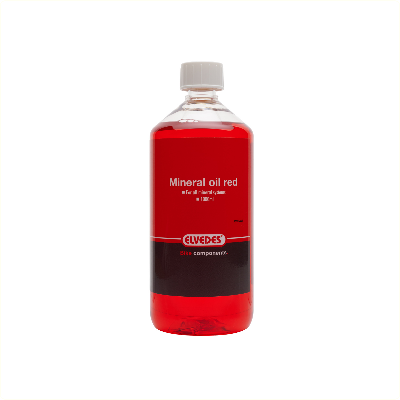 Elvedes minerale olie voor alle minerale remsystemen. Flacon 1000ml, kleur rood