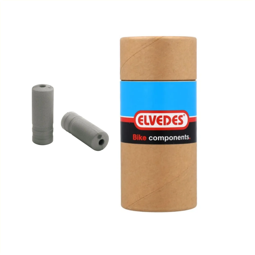 Elvedes 5.0mm PVC zilver kabeleinddopjes. 100 stuks in koker