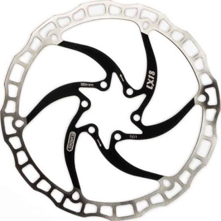 Elvedes LX18 one piece rotor ø180 mm 112 gr met 6 remschijfbouten zwart
