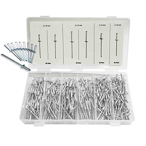 Popnagel assortiment, 320 stuks in opbergbox