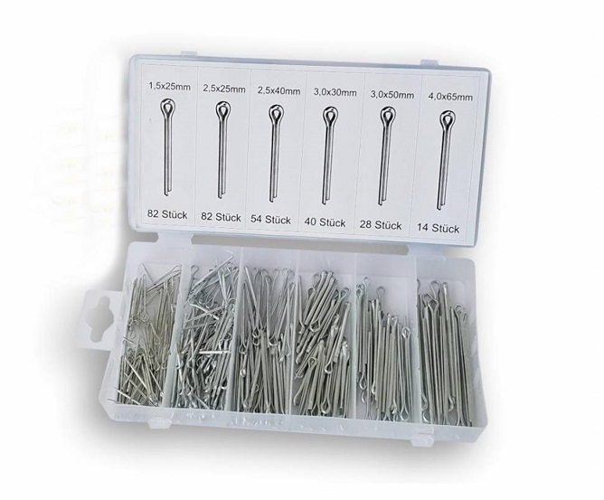 Splitpen assortiment, 300 stuks in opbergbox.