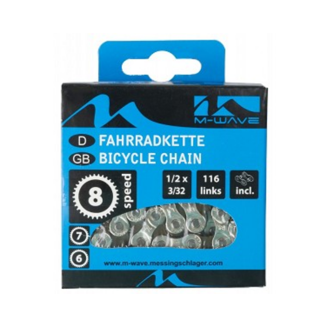 M-Wave ketting 6/7/8-speed, 1/2x3/32 116L zilver/grijs