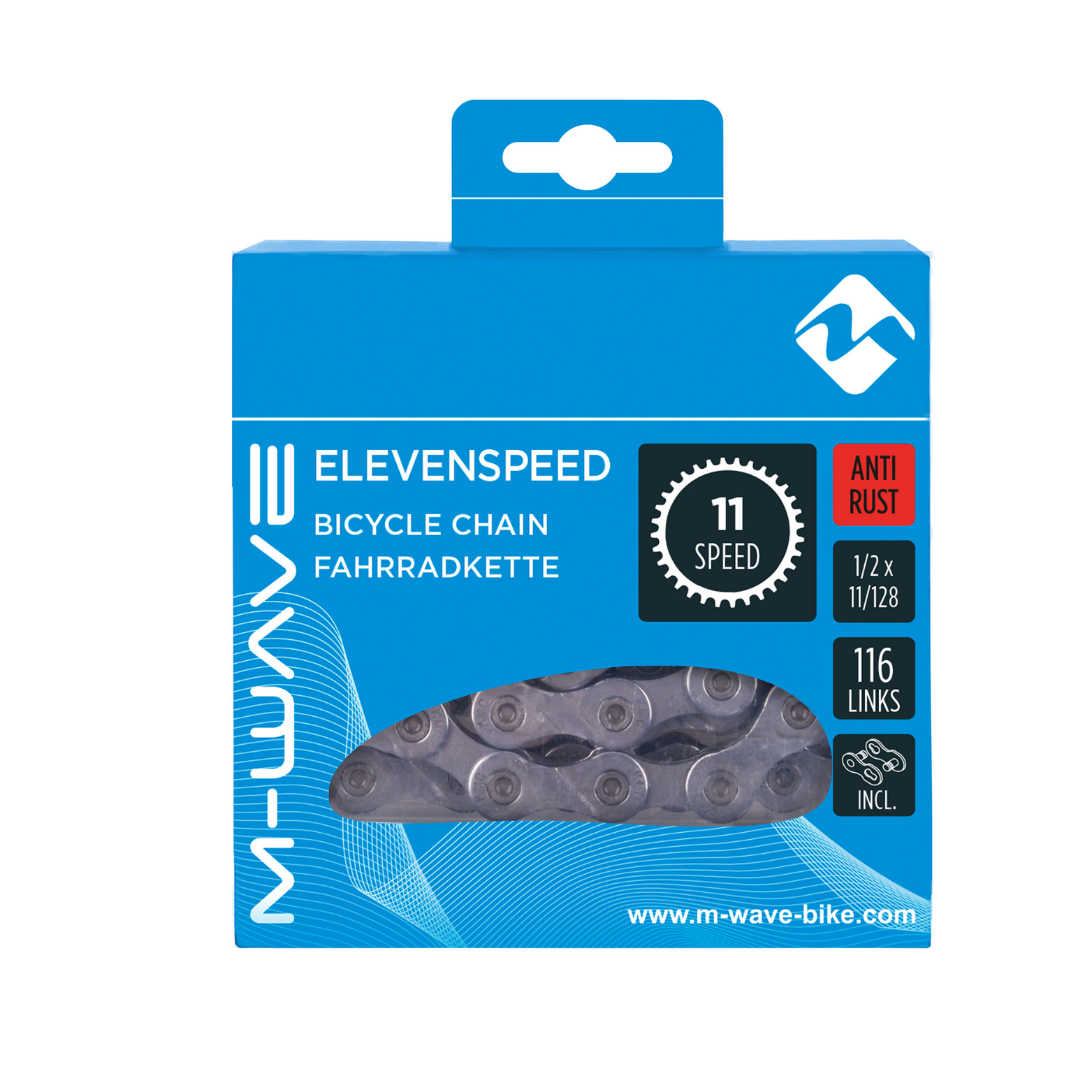 M-Wave ketting 11-speed, 1/2x11/128 116L zilver anti-roest