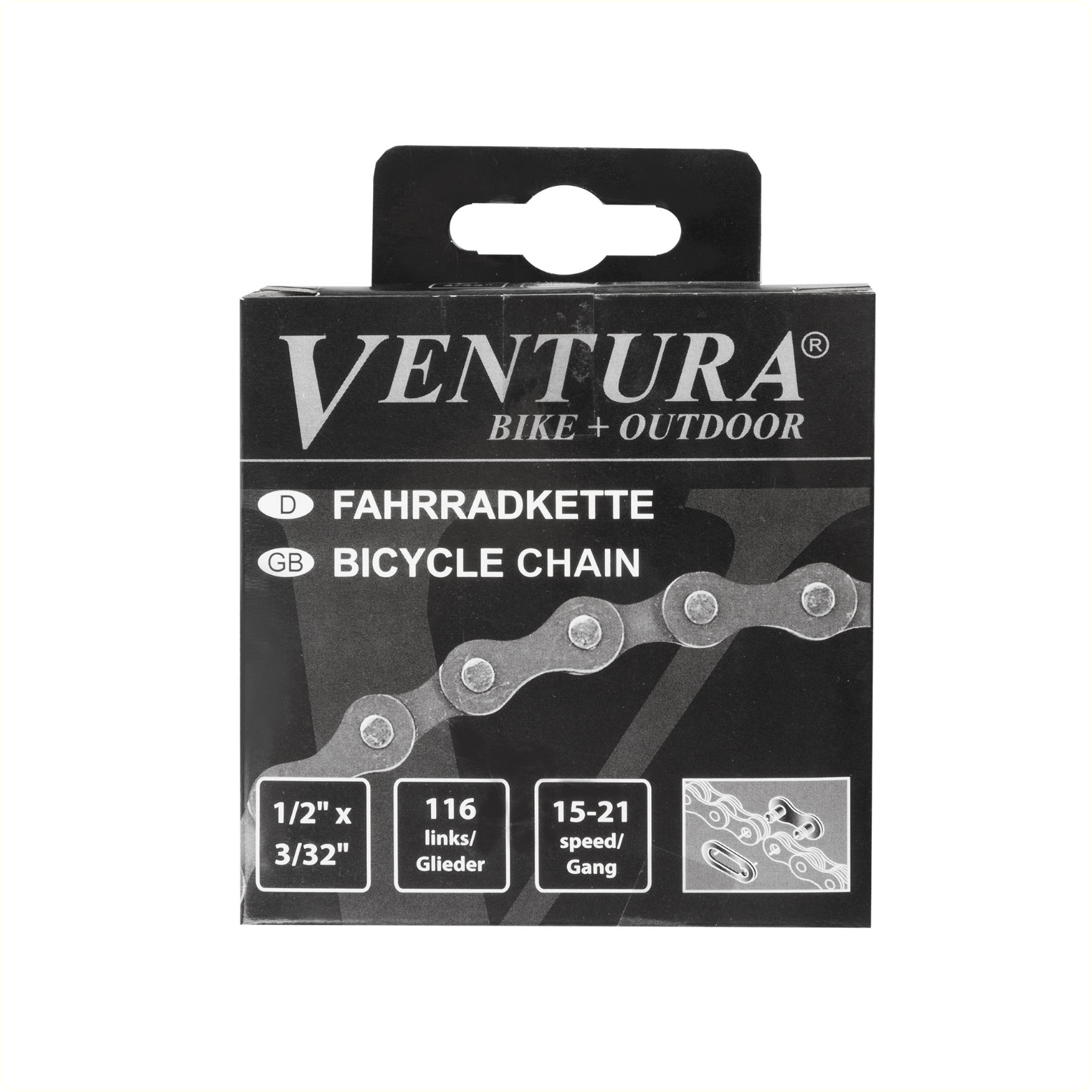 Ventura Ketting 6/7 speed, 1/2x3/32 116L zwart/bruin