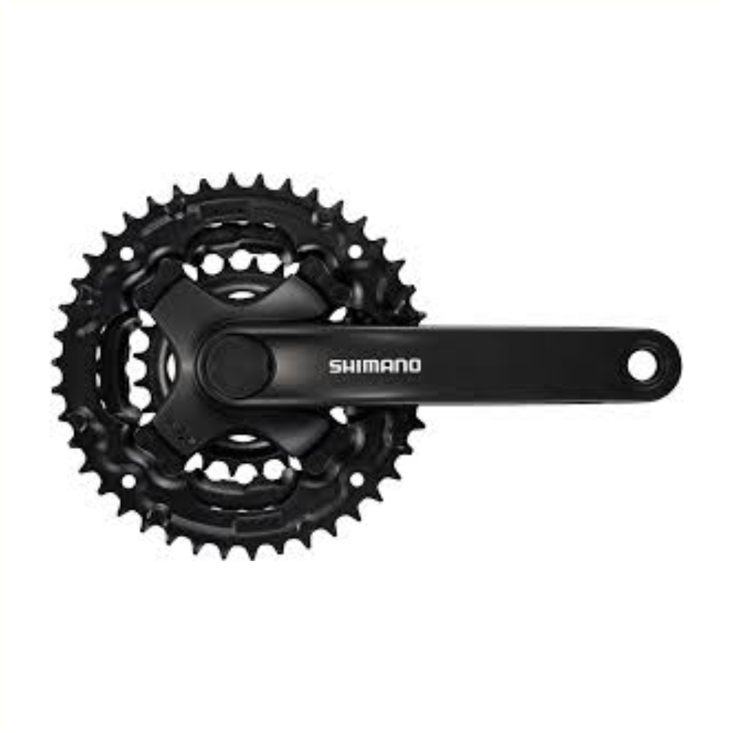 Shimano crankstel FC-TY301, 6/7/8-speed, 42/32/24T, cranklengte 170mm. Kettingscherm compatibel (werkplaatsverpakking)
Met kettingrand