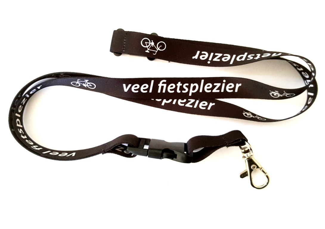 Key koord zwart met opschrift "veel fietsplezier"