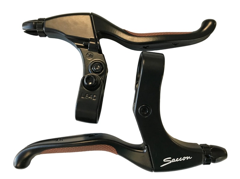 Saccon Remhendel set, aluminium zwart/bruin. Rubber inleg in hendel