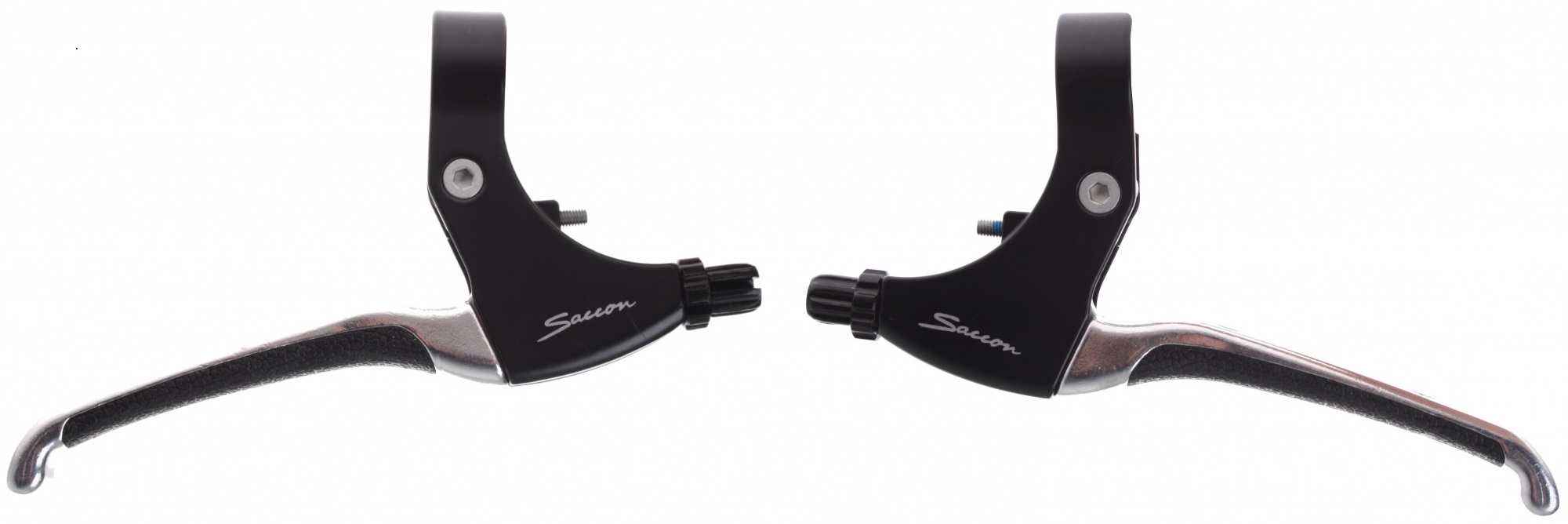 Saccon Remhendel set, aluminium zwart/zilver. Ruber inleg in hendel.