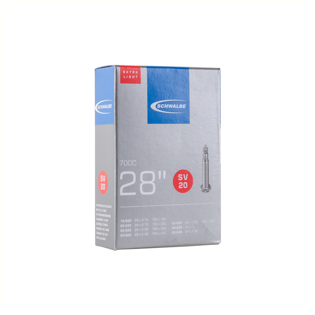 Schwalbe binnenband xtra light 28x3/4-1.00, 27/28x1.00 ETRTO 18/25-622 , 22/25-630, Presta/Frans Valve 40mm SV20
