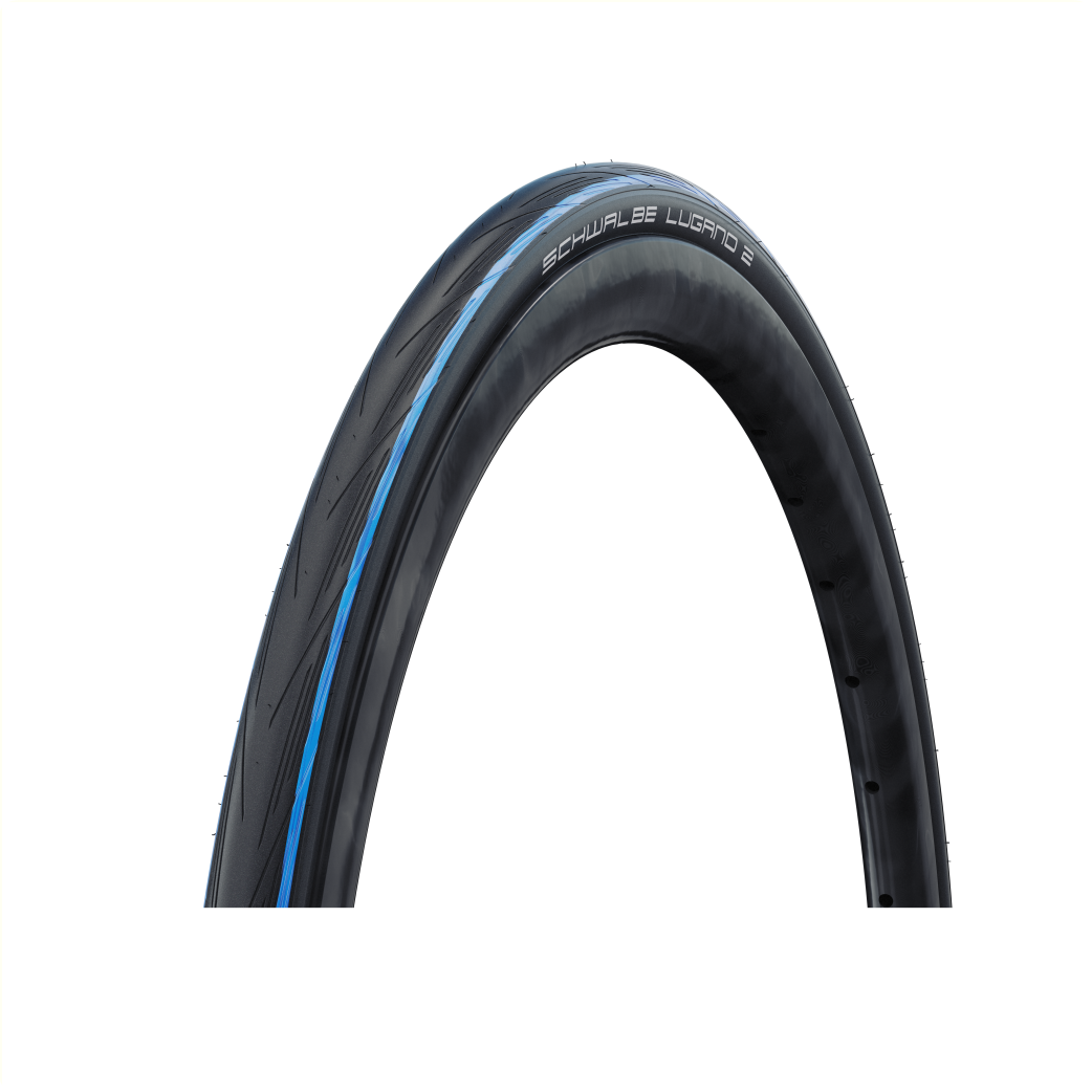 Schwalbe Lugano (K-guard) Zwart/blauw zonder reflectie, 28x1.00 ETRTO 25-622