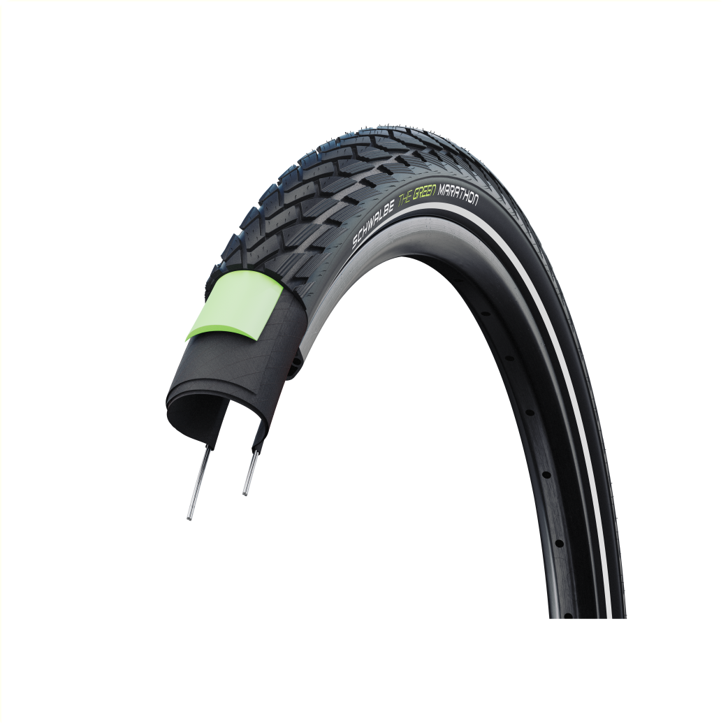 Schwalbe Marathon oa voor E-Bikes (Greenguard 3mm Anti-lek), Zwart met reflectie, 28x1.40,  ETRTO 37-622