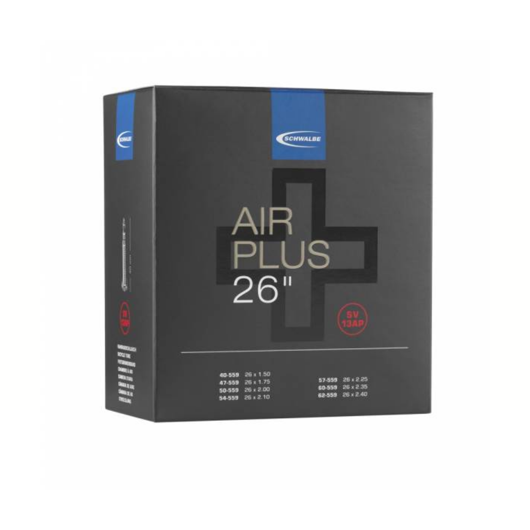 Schwalbe binnenband Air Plus 26x1.40/2.40 ETRTO 40/62-559 Ventiel: Presta/Frans Valve 40mm SV13AP (Hogere luchtdichtheid.[BR]+ Betere lekbescherming en recyclebaar)
