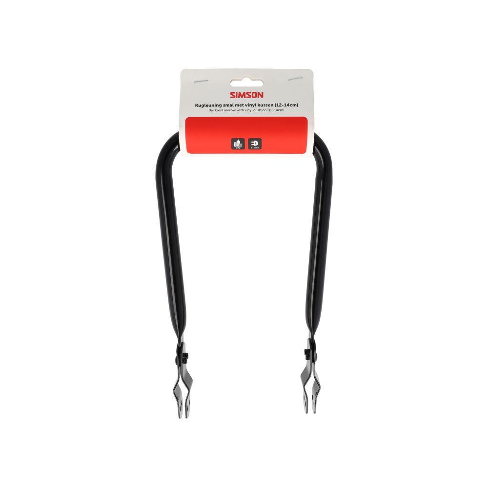 Simson bagagedrager rugsteun 14cm Zwart met vinyl rugkussen.