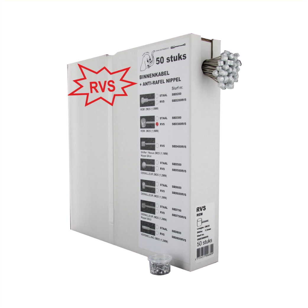 Slurf Binnenkabel RVS Ton nippel (50 stuks)